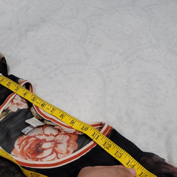 Floral Women's Black Floral Sheer Puff Sleeve Ringer Top By A New Day Sz. 1X - Picture 5 of 12